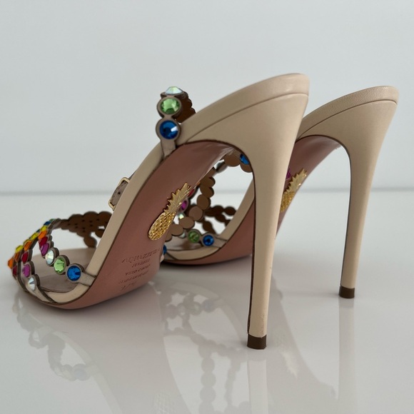 AQUAZZURA RAINBOW TEQUILA CRYSTAL SANDALS SIZE IT 37.5 / US 37.5 - Picture 13 of 17